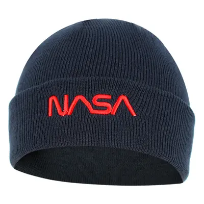 Nasa Worm Red hímzett beanie kötött sapka - sötétkék