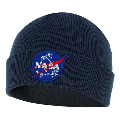 Nasa Insignia hímzett beanie kötött sapka - sötétkék