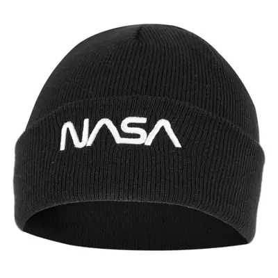 Nasa Worm White hímzett beanie kötött sapka - fekete