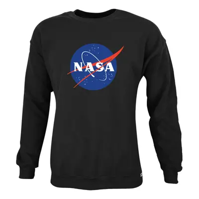 Nasa Insignia környakú pamut pulóver - fekete