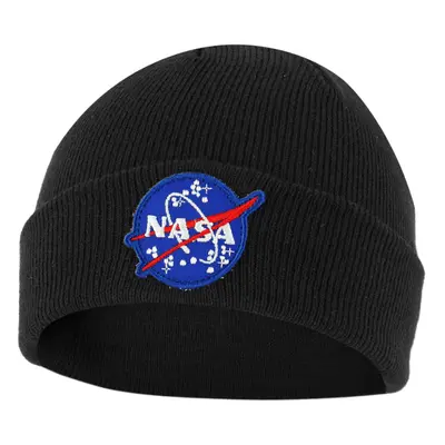 Nasa Insignia hímzett beanie kötött sapka - fekete