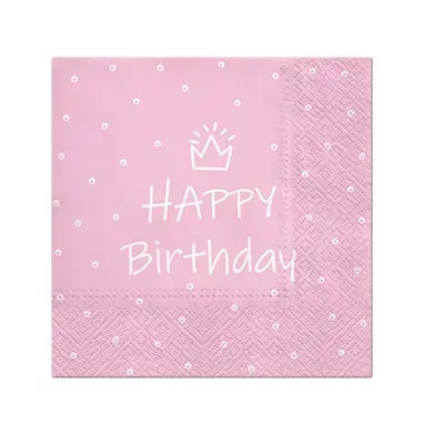 Happy Birthday Rózsaszín Light Pink szalvéta 20 db-os 33x33 cm