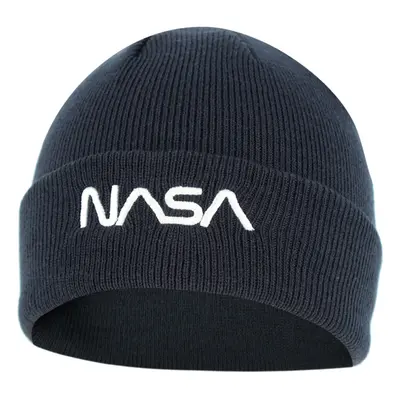 Nasa Worm White hímzett beanie kötött sapka - sötétkék