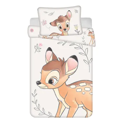 Disney Bambi Beige gyerek ágyneműhuzat 100×135cm, 40×60 cm