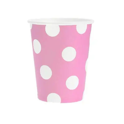 Rózsaszín Pink Polka Dots papír pohár 6 db-os 270 ml