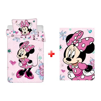 Disney Minnie Flowers gyerek ágyneműhuzat és polár takaró szett