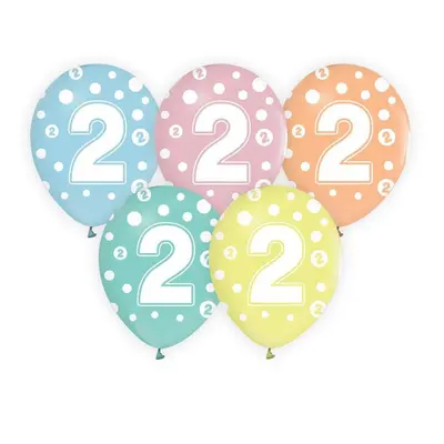 Happy Birthday 2 Dots léggömb, lufi 5 db-os 12 inch (30cm)