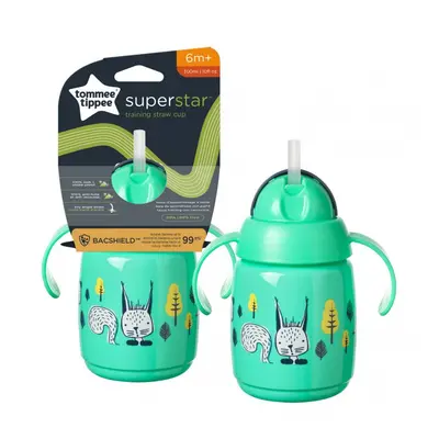 Tommee Tippee Superstar Straw szívószálas itatópohár 300 ml- zöld