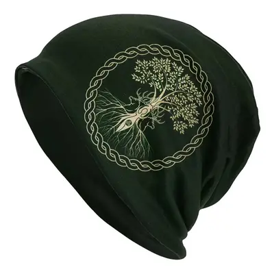 Unisex sötétzöld életfás bohém mintás beanie sapka - ÚJ