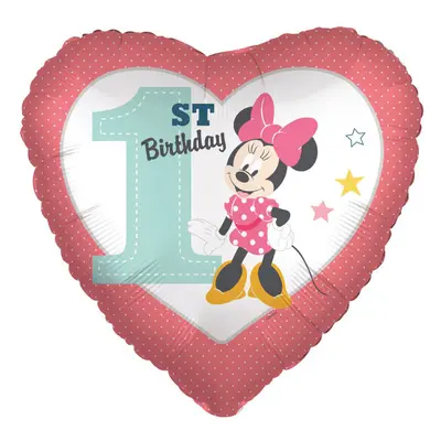 Disney Minnie Heart Első születésnap fólia lufi 43 cm