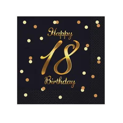 Happy Birthday 18 B&C Gold szalvéta 20 db-os 33x33 cm