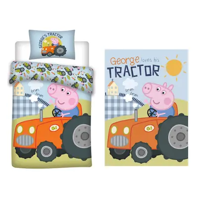 Peppa malac George&#039;s Tractor gyerek ágyneműhuzat és polár takaró szett