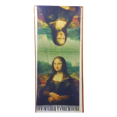 Nagyméretű színes kétoldalú festményes sál, kendő - Mona Lisa - Házak - ÚJ