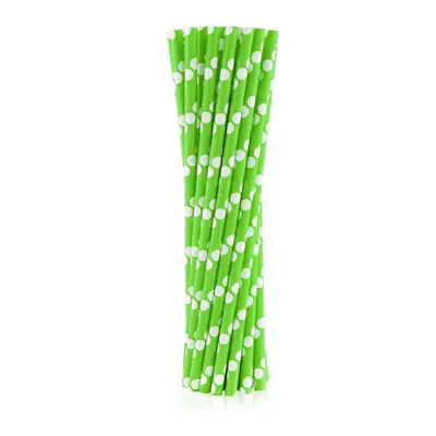 Zöld Green Polka Dots papír szívószál 24 db-os