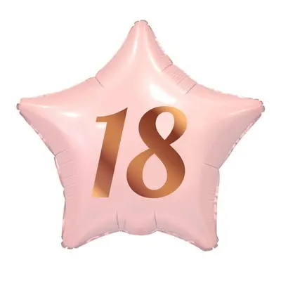 Rózsaszín Happy Birthday 18 Pink csillag fólia lufi 44 cm