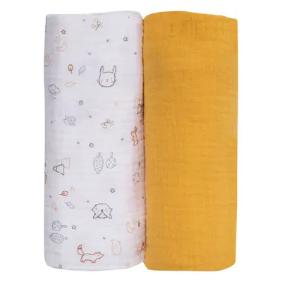 Bubaba muslin pelenka 70x70 cm (2 db)- Yellow