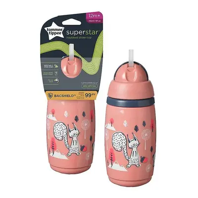 Tommee Tippee Superstar Straw szívószálas hőtartó itatópohár 266 ml- rózsaszín