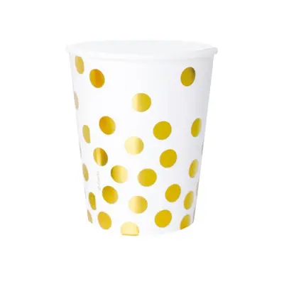 Pöttyös Gold Dots White papír pohár 6 db-os 270 ml