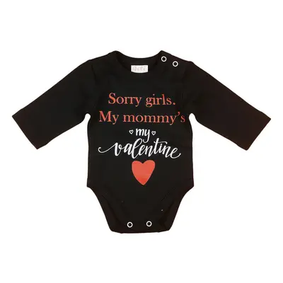 "Sorry girls. My Mommy&#039;s my valentine" feliratos valentin napi baba body fekete