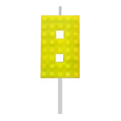 Építőkocka 8-as Yellow Blocks tortagyertya, számgyertya