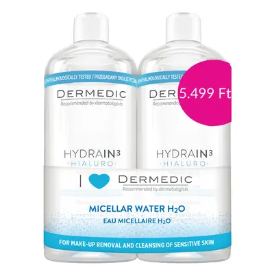 DERMEDIC Hydrain³ Micellás víz H²O duo limitált (500ml+500ml)