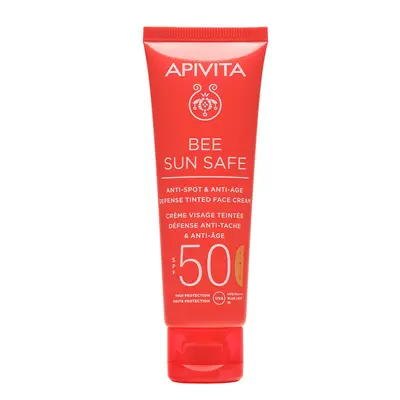 APIVITA BEE SUN SAFE Színezett arckrém ráncok és pigmentfolt ellen SPF50 (50ml)