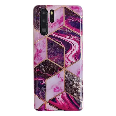 Xiaomi Redmi Note 8, Szilikon tok, sokszöges márvány minta, Wooze Geometric Marble, színes/lila