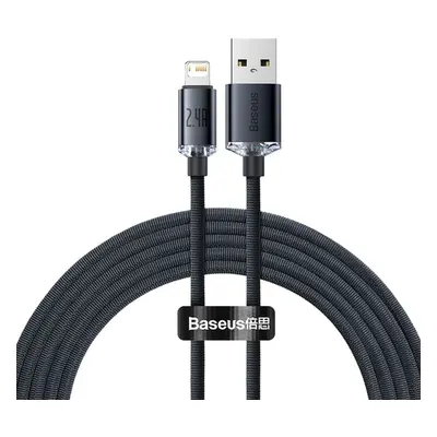 USB töltő- és adatkábel, Lightning, 200 cm, 2400 mA, gyorstöltés, PD, cipőfűző minta, Baseus Cry