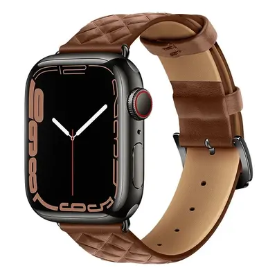 Apple Watch 1-6, SE (38 / 40 mm) / Watch 7-8 (41 mm), bőr pótszíj, gyémánt minta, Hoco WA18, bar