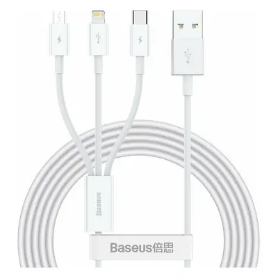 USB töltő- és adatkábel 3in1, USB Type-C, Lightning, microUSB, 150 cm, 3500 mA, törésgátlóval, g