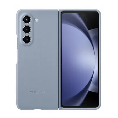 Samsung Galaxy Z Fold5 SM-F946B, Műanyag hátlap védőtok, ökobőr hátlap, kék, gyári