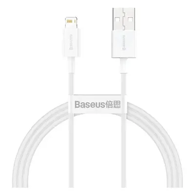 USB töltő- és adatkábel, Lightning, 100 cm, 2400 mA, törésgátlóval, gyorstöltés, PD, Baseus Supe