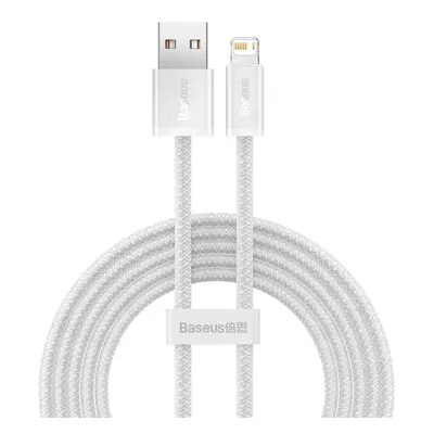 USB töltő- és adatkábel, Lightning, 200 cm, 2400 mA, gyorstöltés, cipőfűző minta, Baseus Dynamic