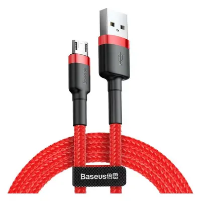 USB töltő- és adatkábel, microUSB, 100 cm, 2400 mA, törésgátlóval, cipőfűző minta, Baseus Cafule