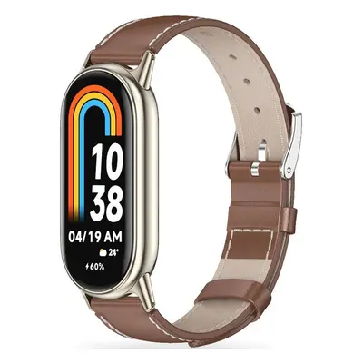 Xiaomi Mi Smart Band 8, bőr pótszíj, állítható, TP LeatherFit, barna