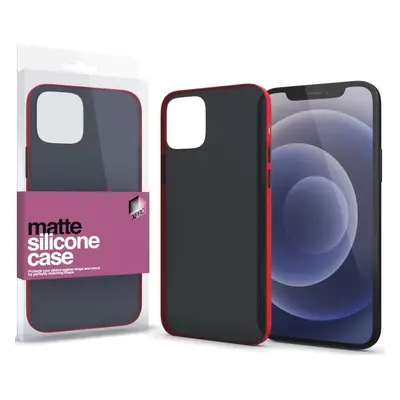 Apple iPhone 15 Pro, Szilikon tok, színes gombokkal, Xprotector Matte, áttetsző/piros