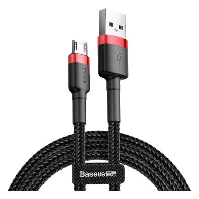 USB töltő- és adatkábel, microUSB, 100 cm, 2400 mA, törésgátlóval, cipőfűző minta, Baseus Cafule