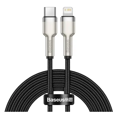 USB Type-C töltő- és adatkábel, Lightning, 200 cm, 20W, törésgátlóval, gyorstöltés, PD, cipőfűző