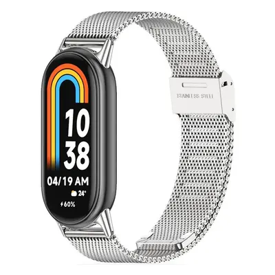 Xiaomi Mi Smart Band 8, fém pótszíj, milánói stílus, TP MilaneseBand, ezüst