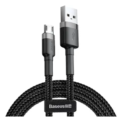 USB töltő- és adatkábel, microUSB, 100 cm, 2400 mA, törésgátlóval, cipőfűző minta, Baseus Cafule