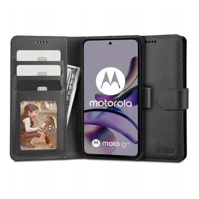 Motorola Moto G13 / G23 / G53, Oldalra nyíló tok, stand, mágnes csattal, TP Wallett, fekete