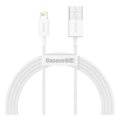 USB töltő- és adatkábel, Lightning, 150 cm, 2400 mA, törésgátlóval, gyorstöltés, PD, Baseus Supe