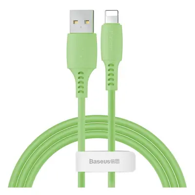 USB töltő- és adatkábel, Lightning, 120 cm, 2400 mA, Baseus Colorful, CALDC-06, világoszöld