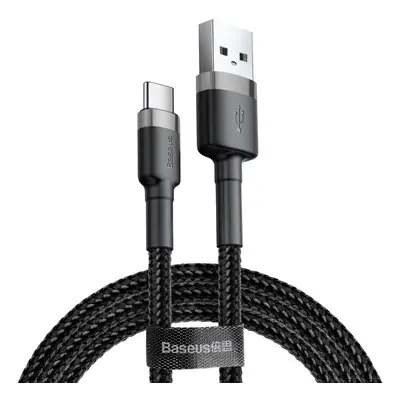 USB töltő- és adatkábel, USB Type-C, 300 cm, 2000 mA, törésgátlóval, gyorstöltés, cipőfűző minta