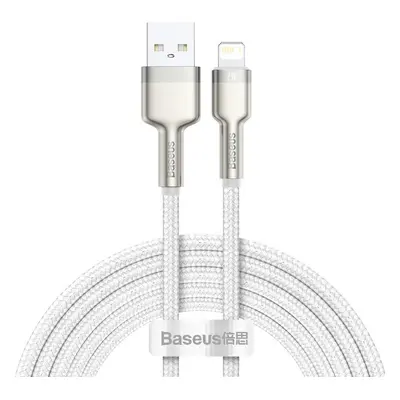 USB töltő- és adatkábel, Lightning, 200 cm, 2400 mA, törésgátlóval, gyorstöltés, cipőfűző minta,