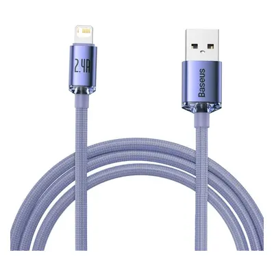 USB töltő- és adatkábel, Lightning, 200 cm, 2400 mA, gyorstöltés, PD, cipőfűző minta, Baseus Cry