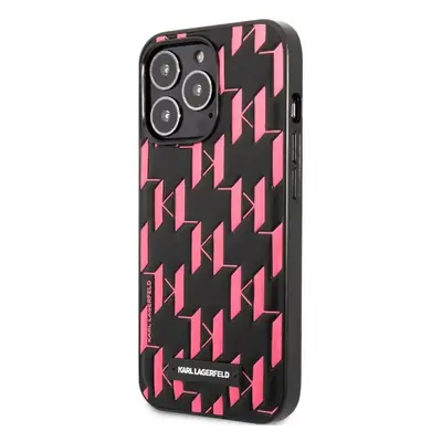 Apple iPhone 13 Pro, Műanyag hátlap védőtok, Monogram minta, Karl Lagerfeld Monogram Plague, fek