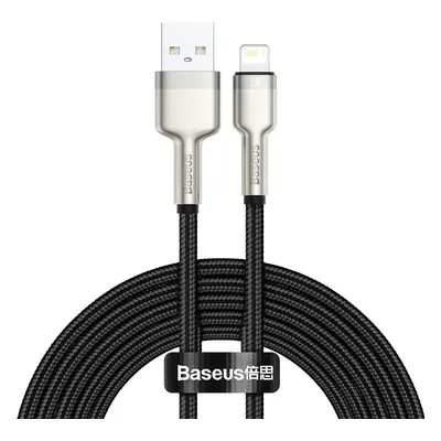 USB töltő- és adatkábel, Lightning, 200 cm, 2400 mA, törésgátlóval, gyorstöltés, cipőfűző minta,