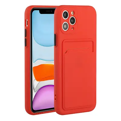 Xiaomi Redmi Note 9 5G, Szilikon tok, kártyatartóval, Wooze Card Slot, piros