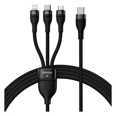 USB Type-C töltőkábel 3in1, USB Type-C, Lightning, microUSB, 150 cm, 100W, törésgátlóval, gyorst